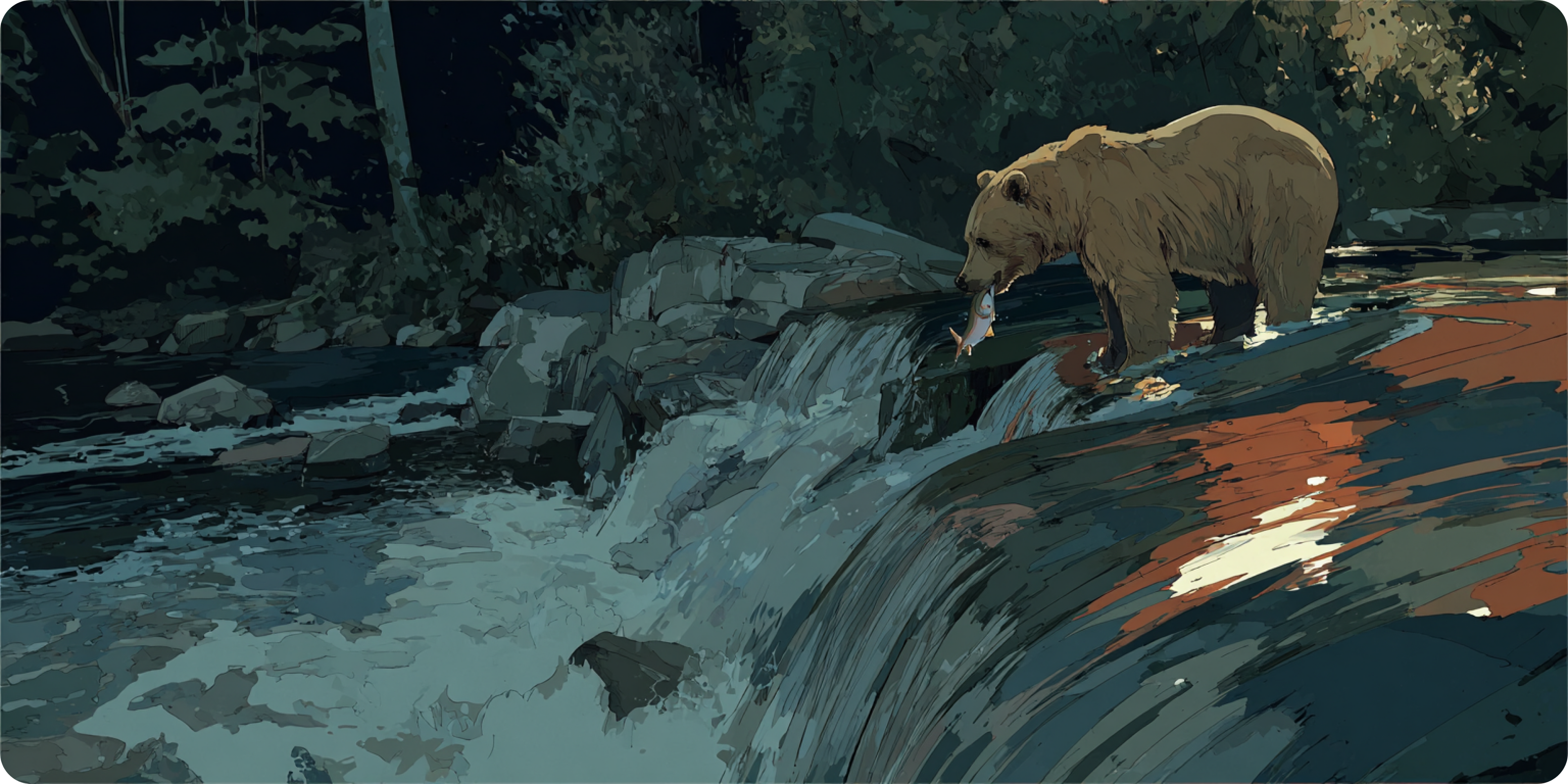 Bear & Waterfall